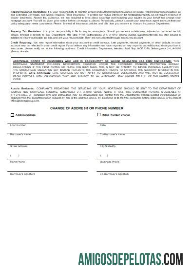 Extrato de hipoteca bancária Áustria BAWAG PSK, 3 páginas, 3 Scr modelo